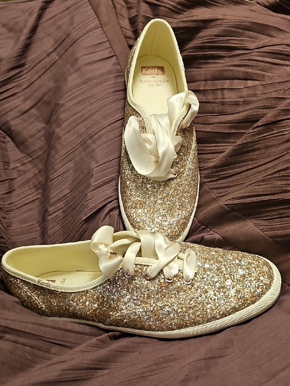 kate spade Glitter Gold Keds x kate spade Satin Lace Sneakers